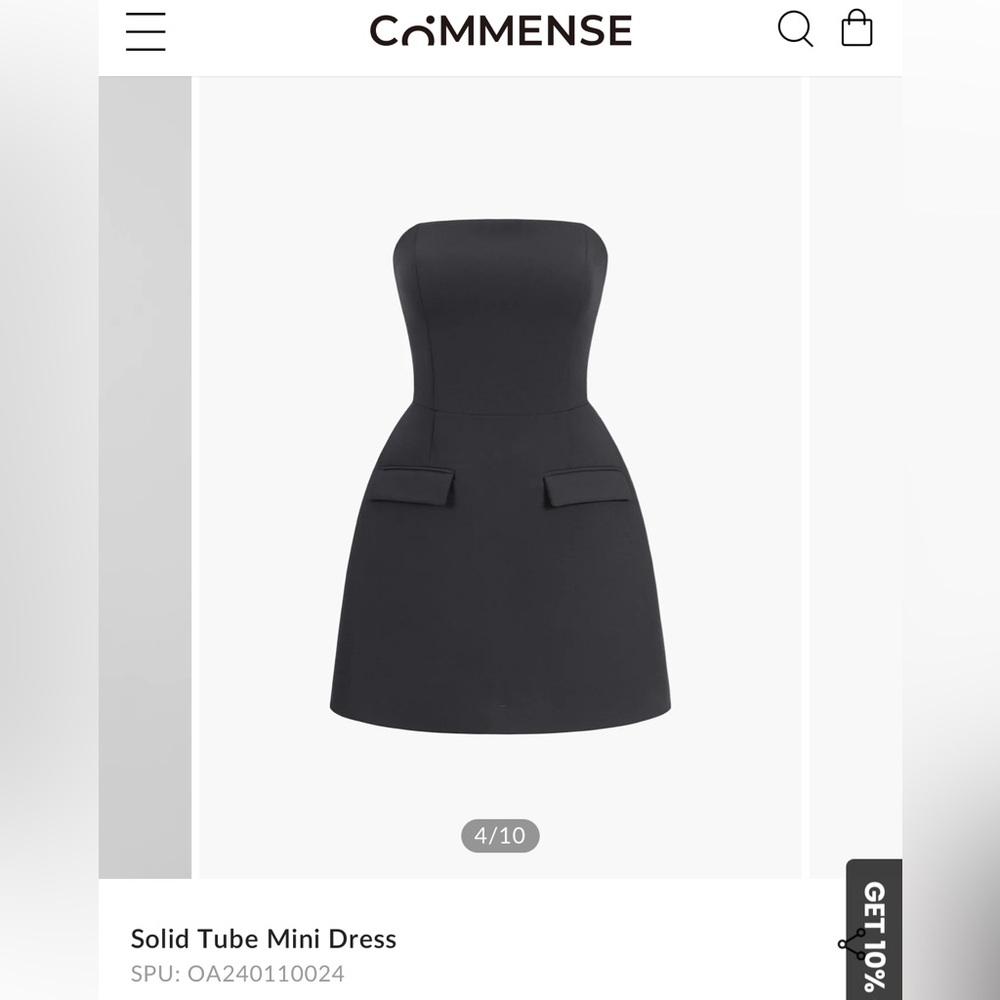 Commense Black Strapless A-Line Mini Dress